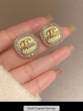 Paris Gold-Tone Crystal Button Earrings